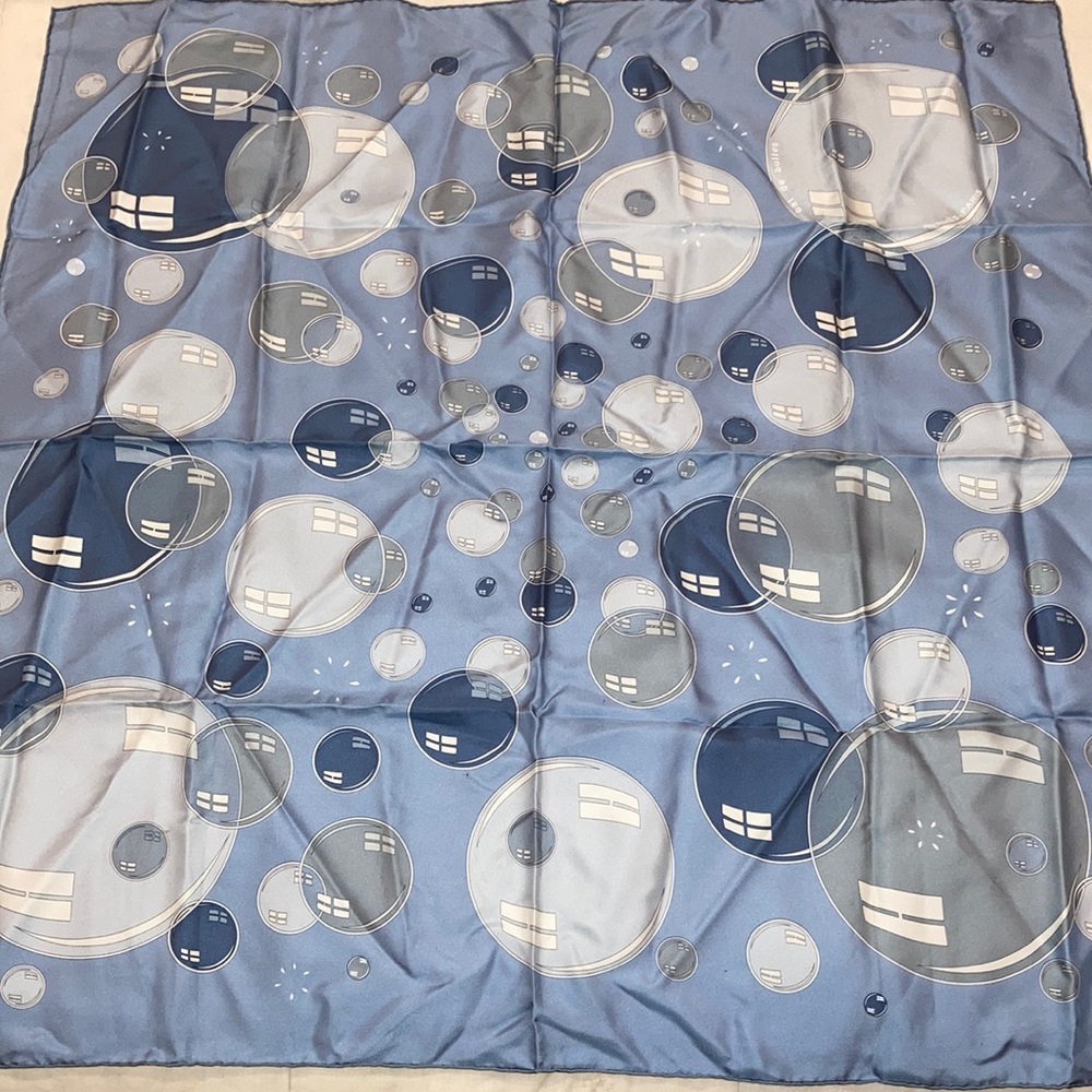Hermes Bal de Bulles Blue Silk Scarf